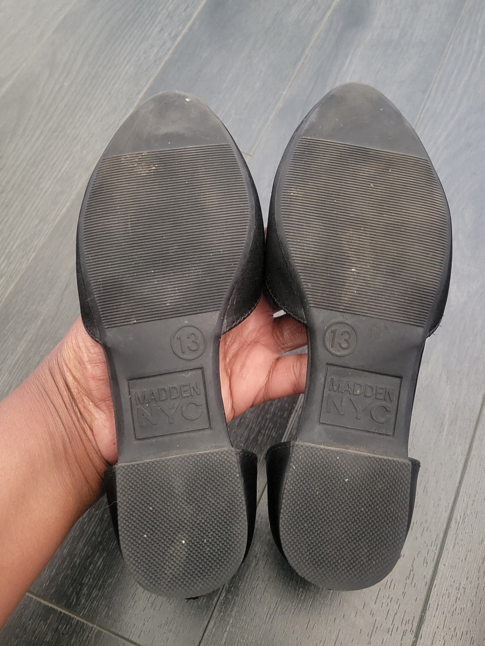EUC Madden NYC D'Orsay Ballet Flats Sz Girls 13 Black Rhinestone Party Glam - Picture 8 of 10